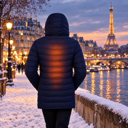 Parka chauffante à capuche 21 zones – porté en situation