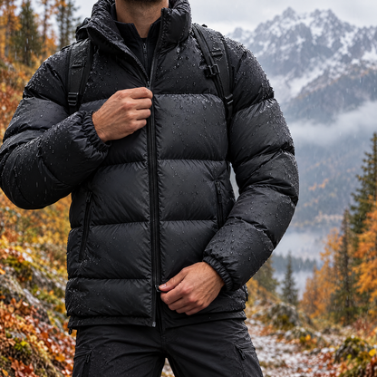 Veste chauffante imperméable 6 zones – porté en situation