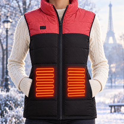 Gilet chauffant femme 15 zones – porté en situation